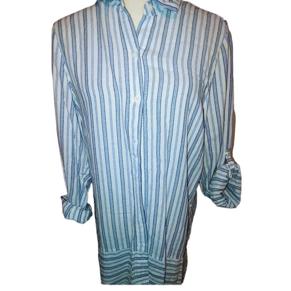 Tommy Bahama Cotton Stripe Button Shirt Dress L